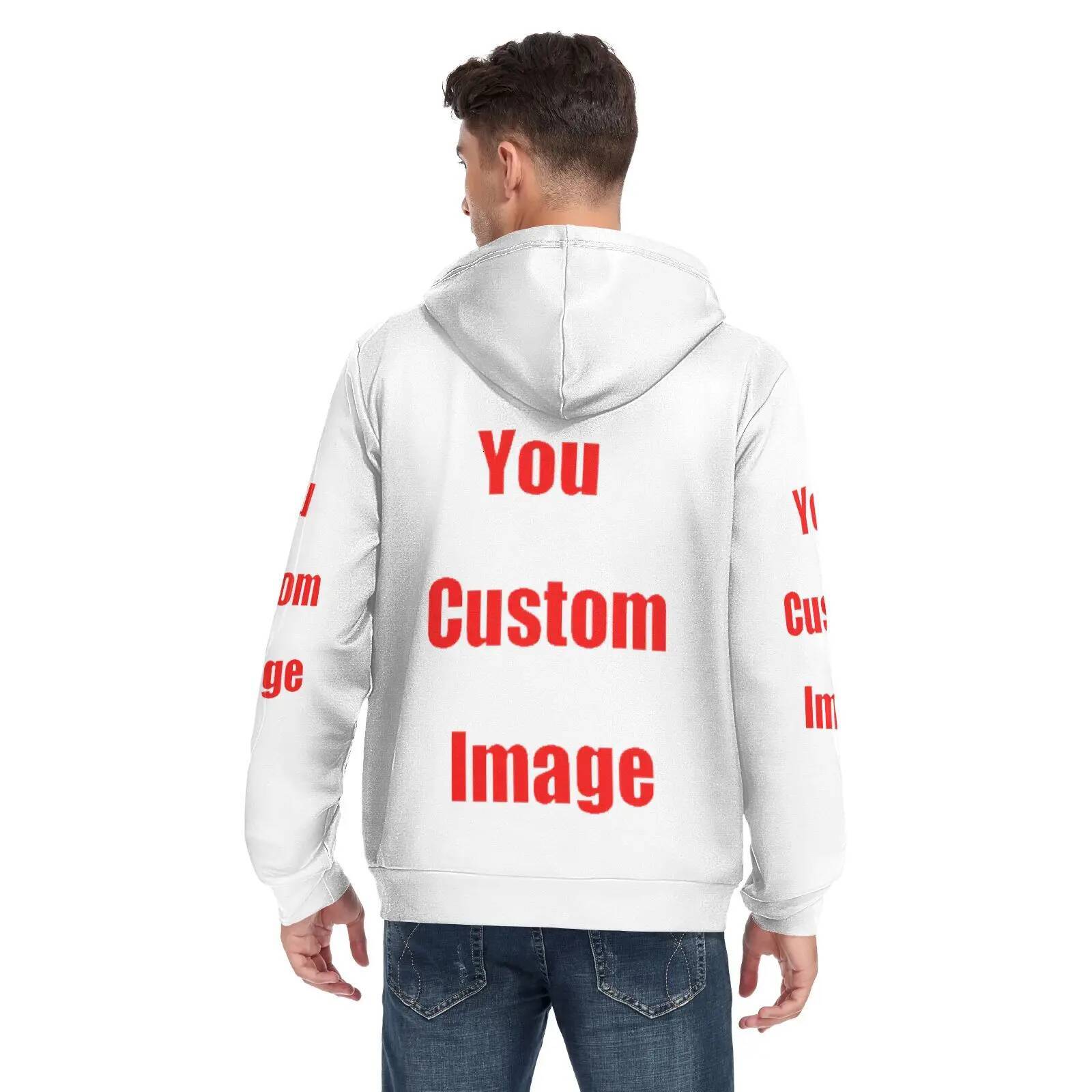 2025 New Autumn Winter Streetwear Customize Print Zipper Sweatshirt Hoodies Men Hip Hop Hoody Fashion Top Pullover