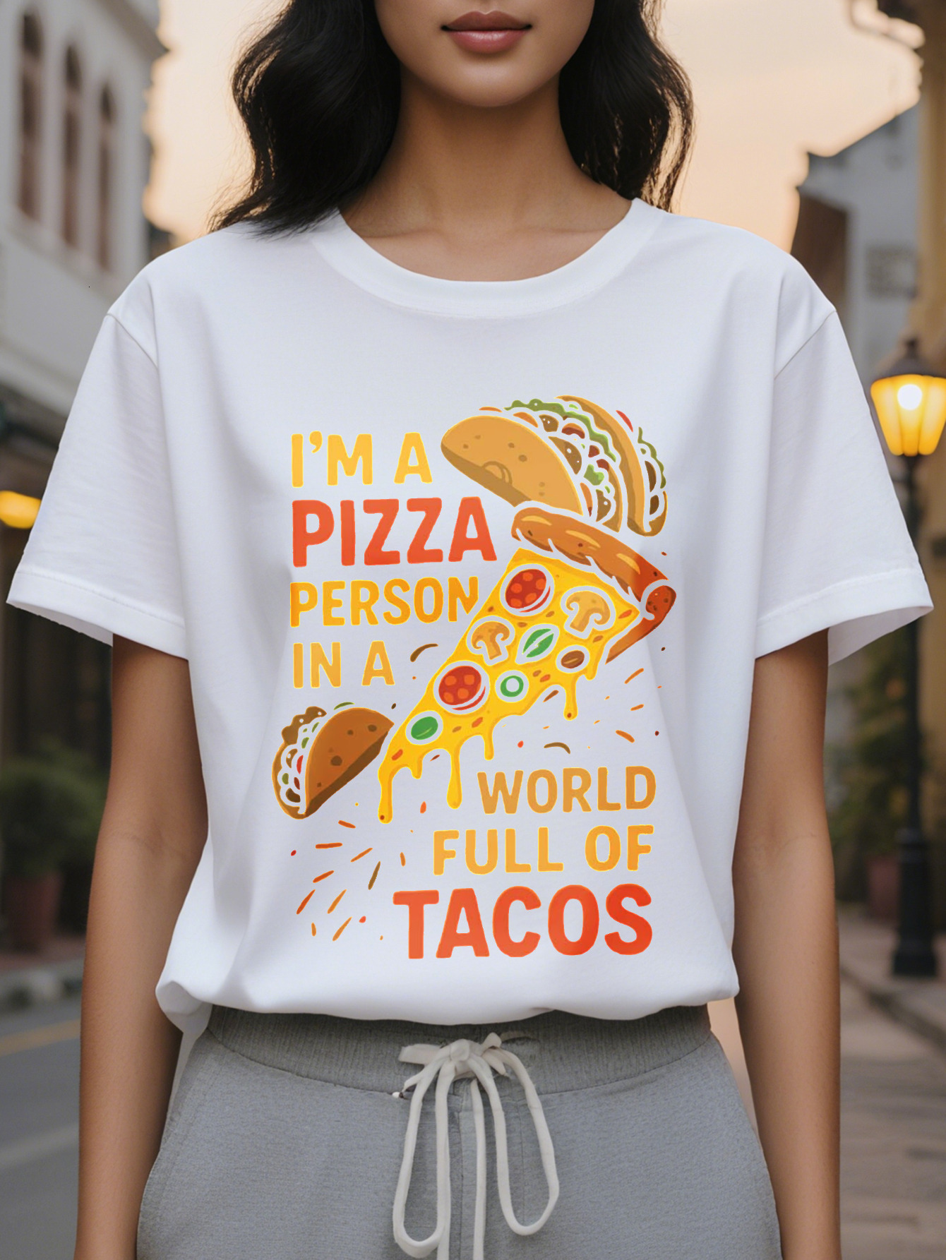 Women's Funny Pattern I'm Man in a World Full of Burritos Black Red and Orange Text Light Summer T-Shirt