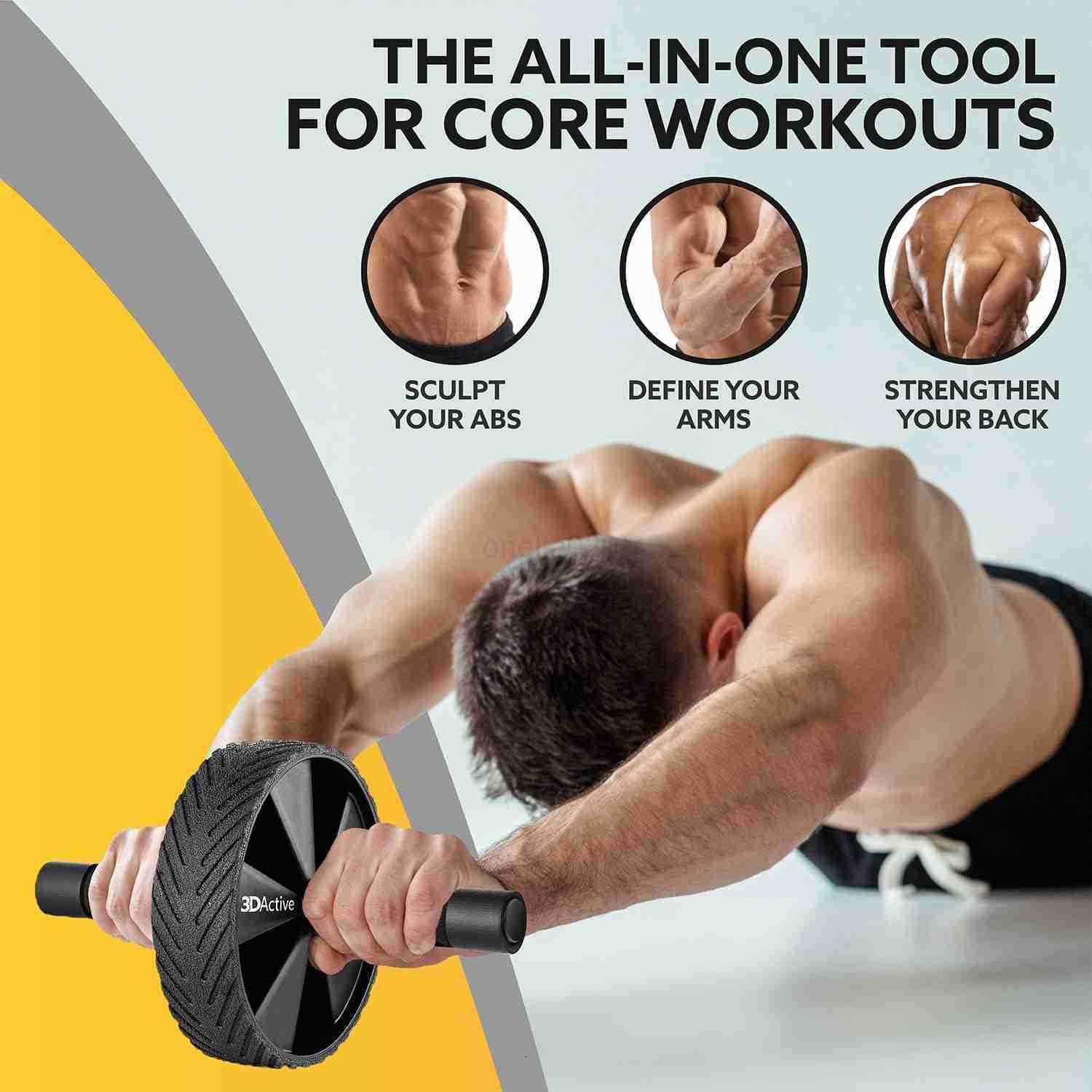 Ab Roller Wheel with Jump Rope Knee Mat Home Gym Exercise Equipment for Abs Workout Core Training Cardio Workouts W250904