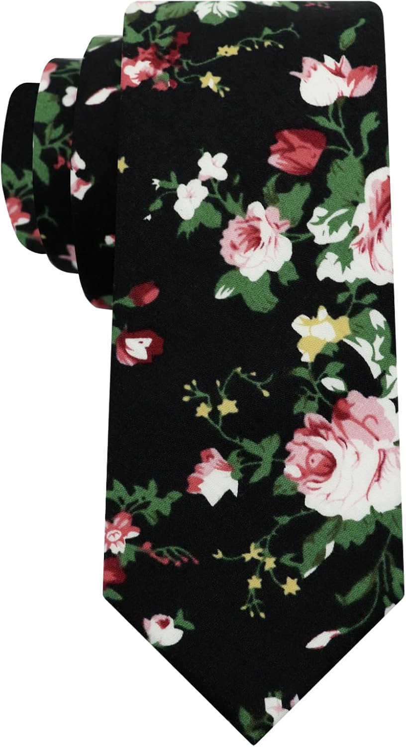 Ties for Men Sage Green Cotton Floral Tie 276 Flower Printed Mens Neckties for WeddingGroomsmenSuitPartyW250904