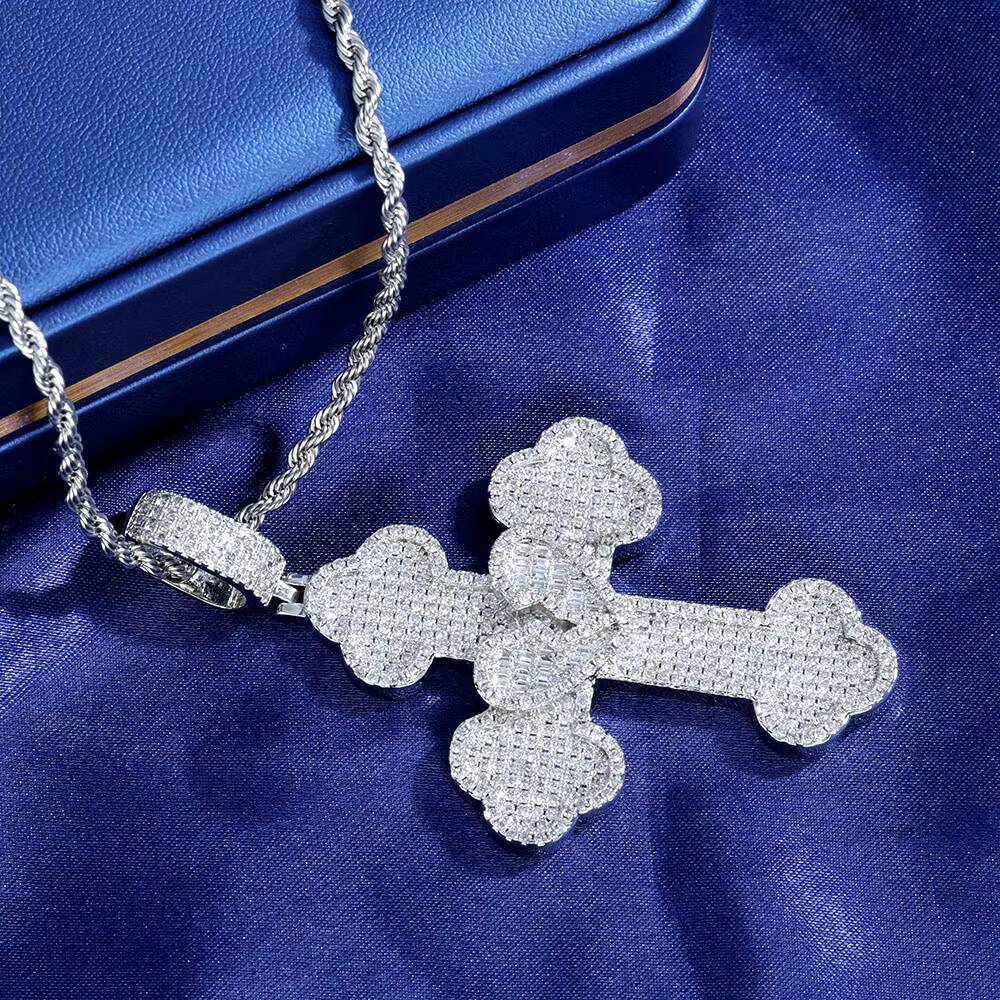 NUOYA Customizable Heart Cross Pendant 925 Silver with VVS Moissanite Pass Diamond Test Hip Hop Pendant Jewelry for Men Women