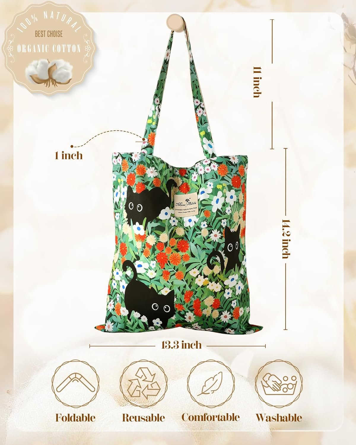 Tote Bag for Women Reusable Shoulder Bag with Buckle Fabric Bag for Gym Travel WorkW250904