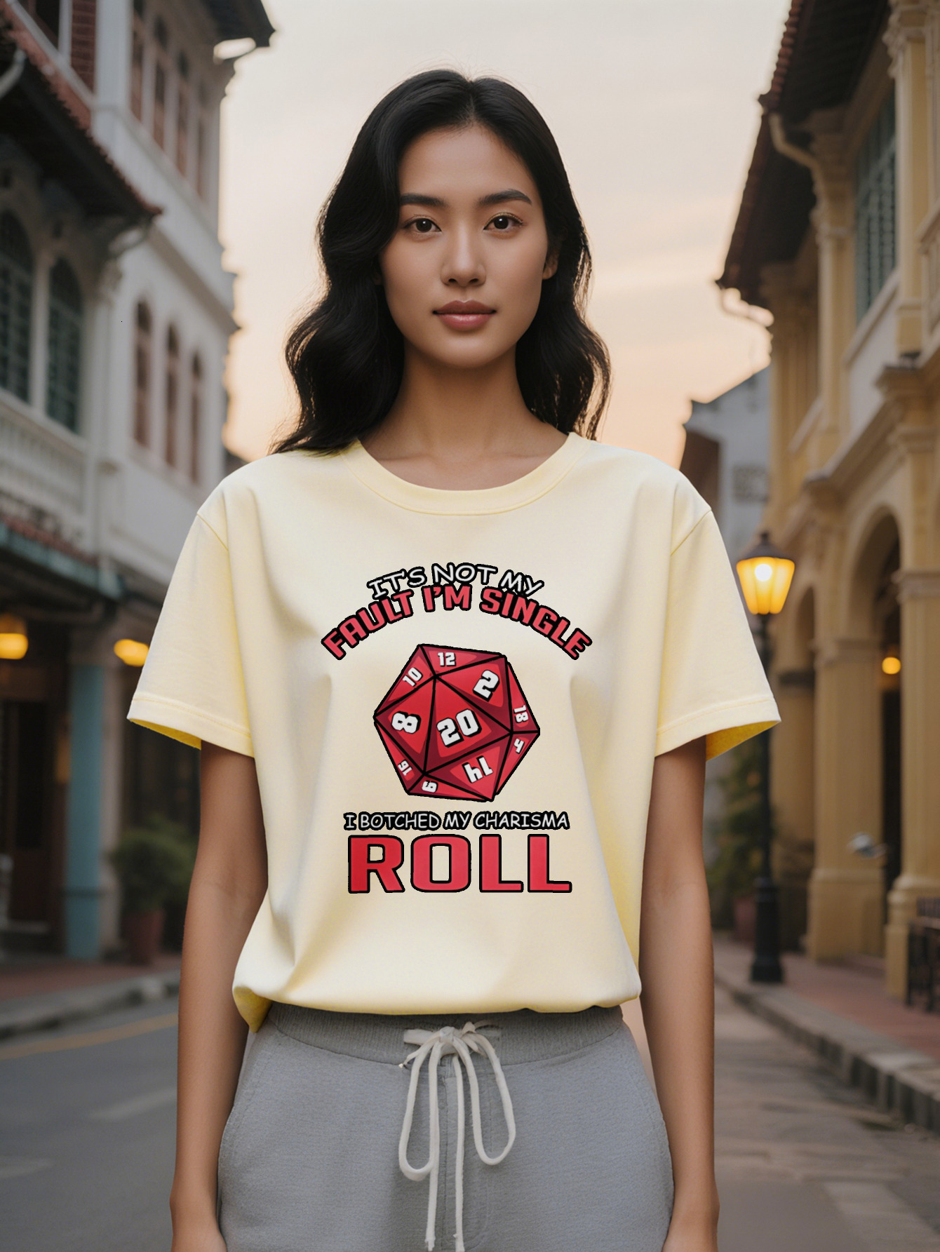 Large XL Lady Crew Neck T-Shirt with Bold Red Print It's Not My Fault I'm Single Design Black Background Perfect Gift for Plus Size