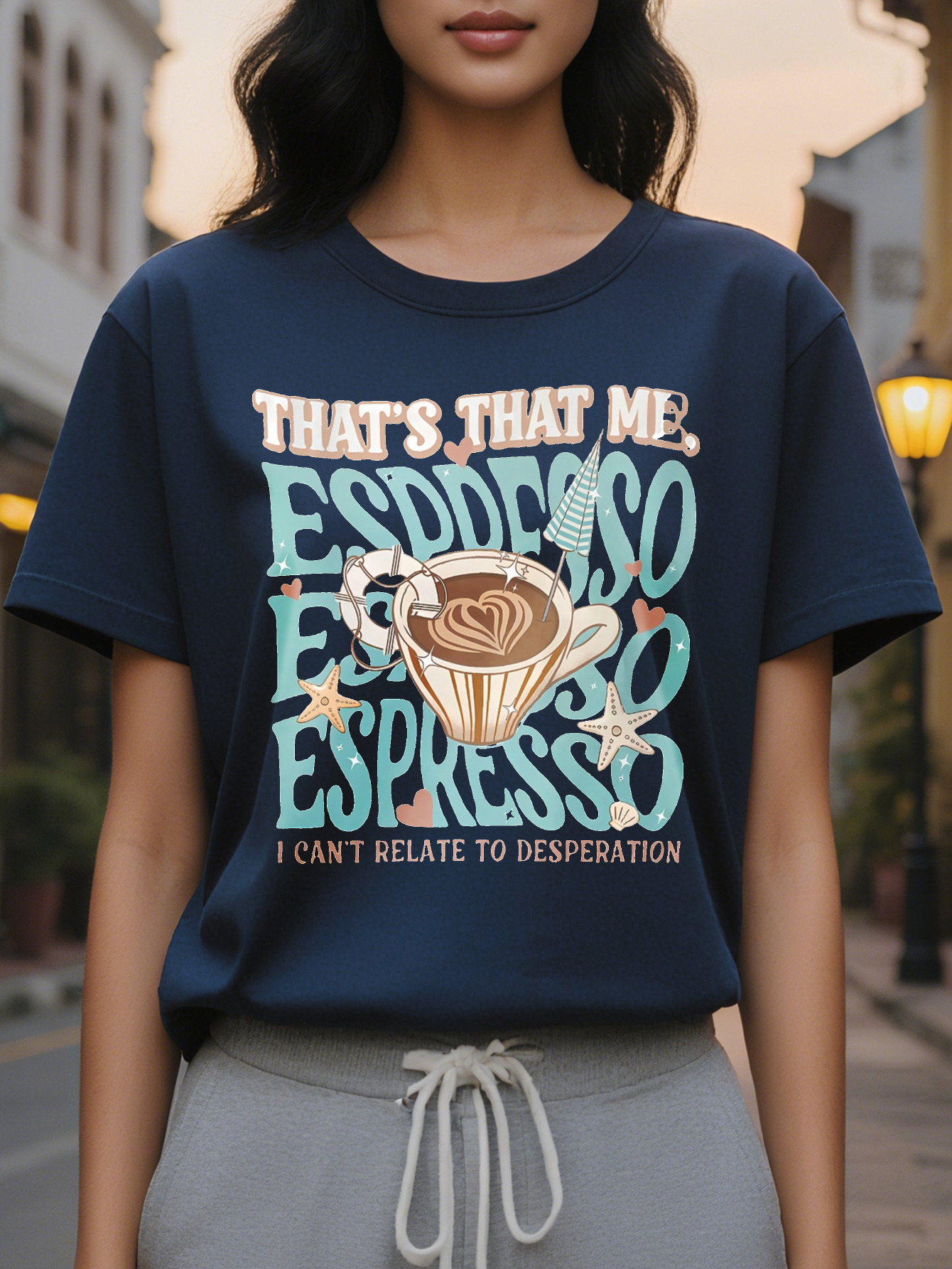 Women Coffee Lover T-Shirt S That Me Espresso Funny Quote Crew Neck Casual Knit Cotton Tee Regular Fit
