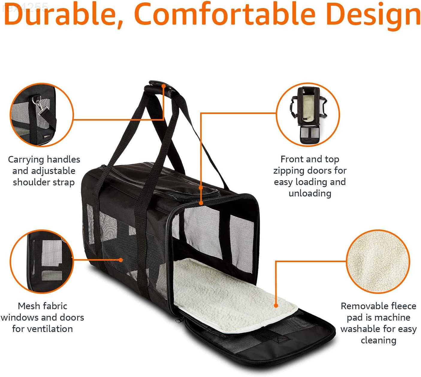 Mesh Pet Travel Carrier for Dog Cat up to 16 pounds 165 L x 106 W x 11 H BlackW250904