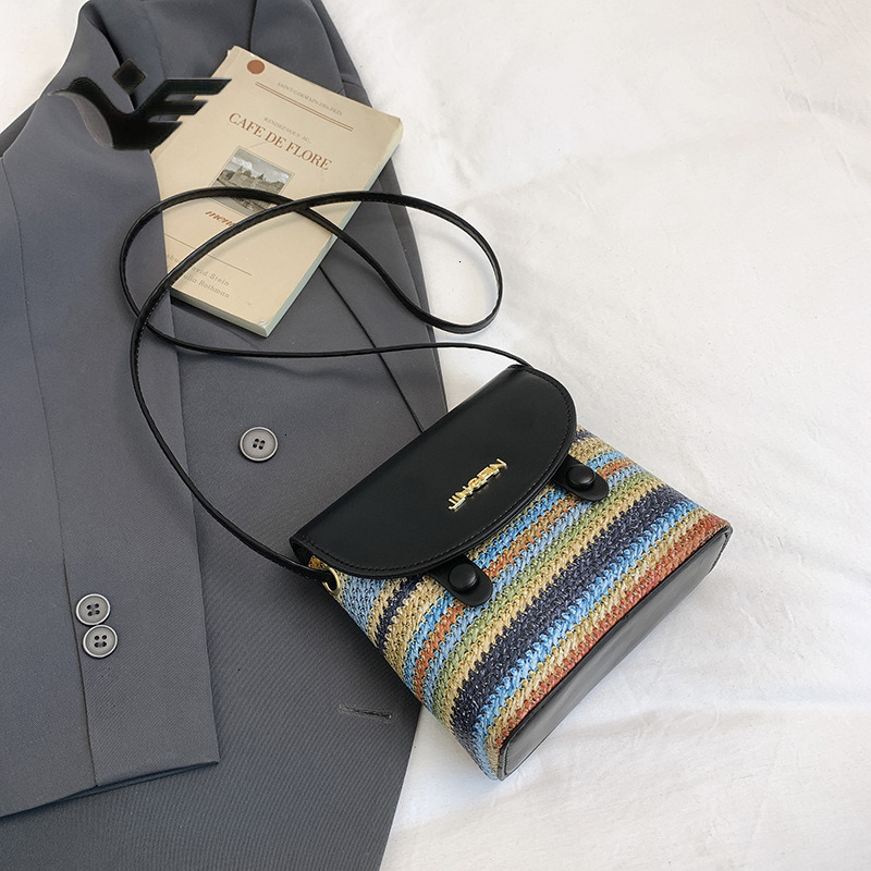 Feiyan Free Shipping New Designer Bag Luxury Shopping Bag Popular Rainbow Woven Color-block Small Bag Fashion Simple Design Trendy Casual Single Shoul