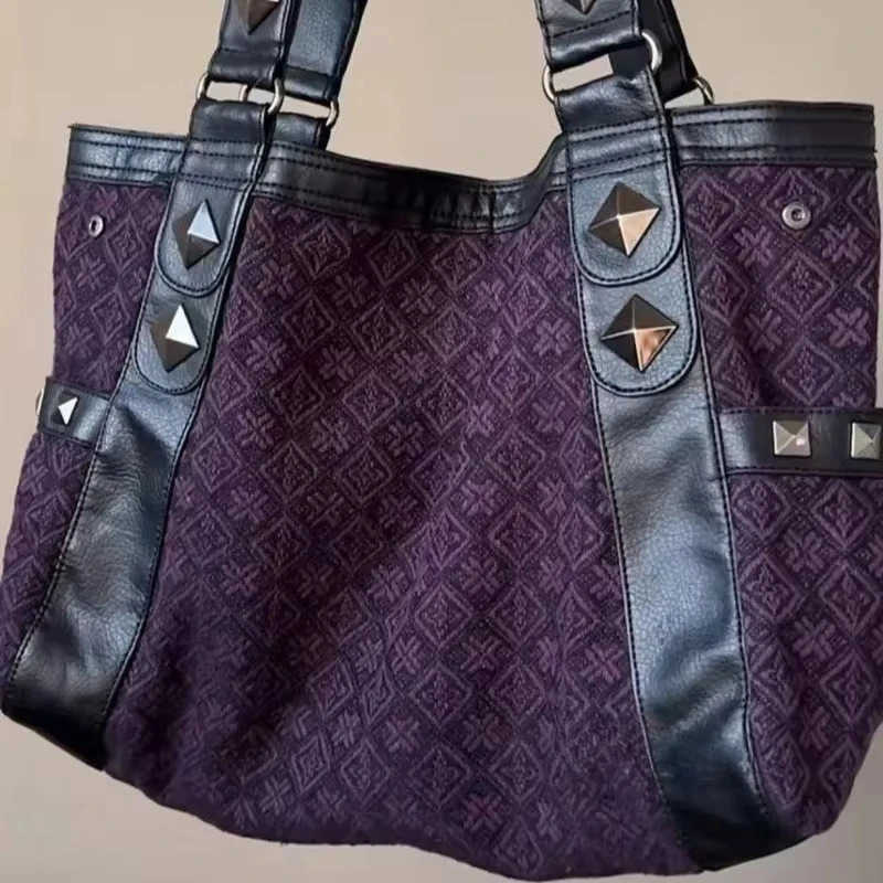 Sanrio Vintage Purple Sanrio Miniso Handbag - Y2K Goth Chic for Girls