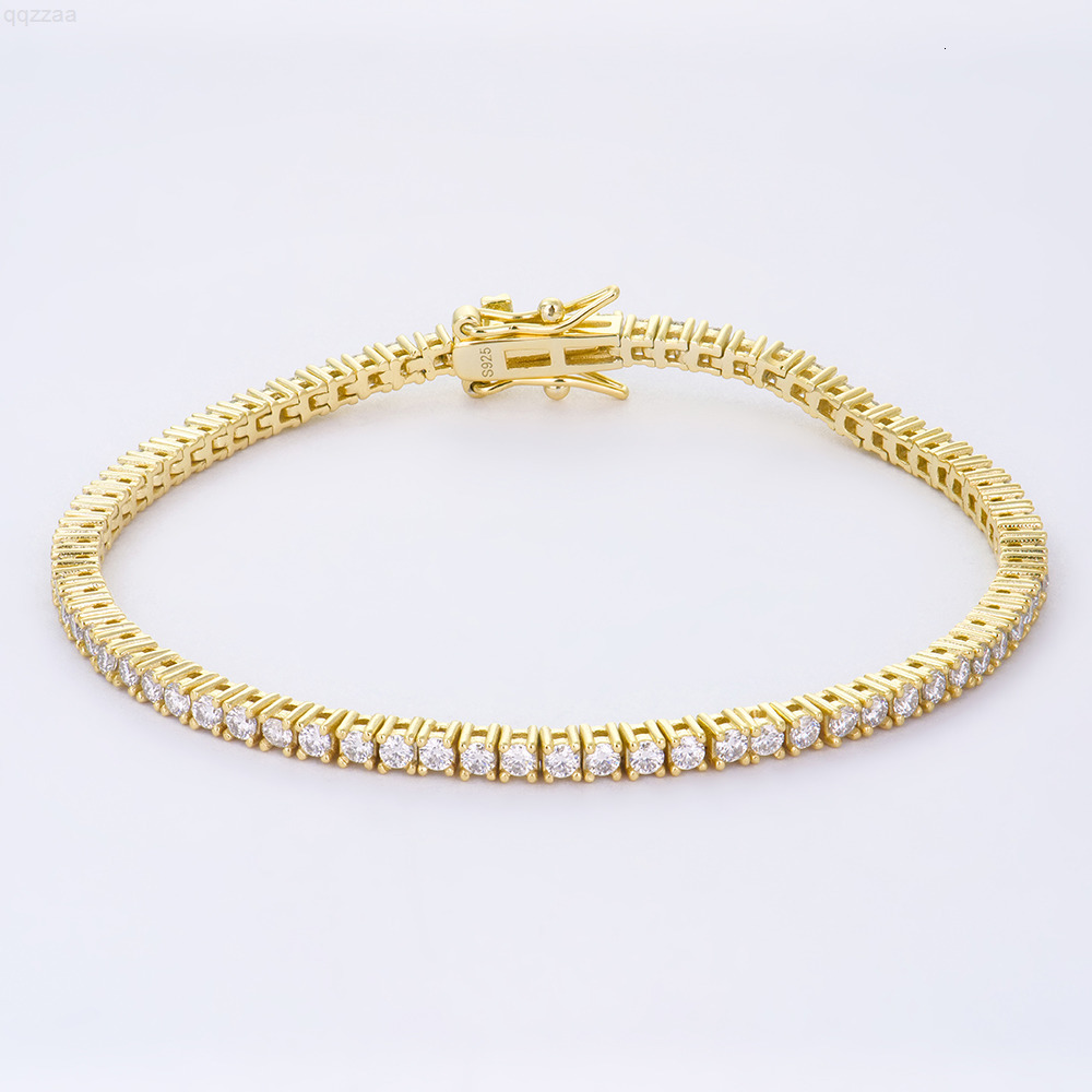 Hot Sale 925 Silver Bracelet Men Tennis Chain 2mm D Color VVS Moissanite Bracelet Hip Hop Style Jewelry