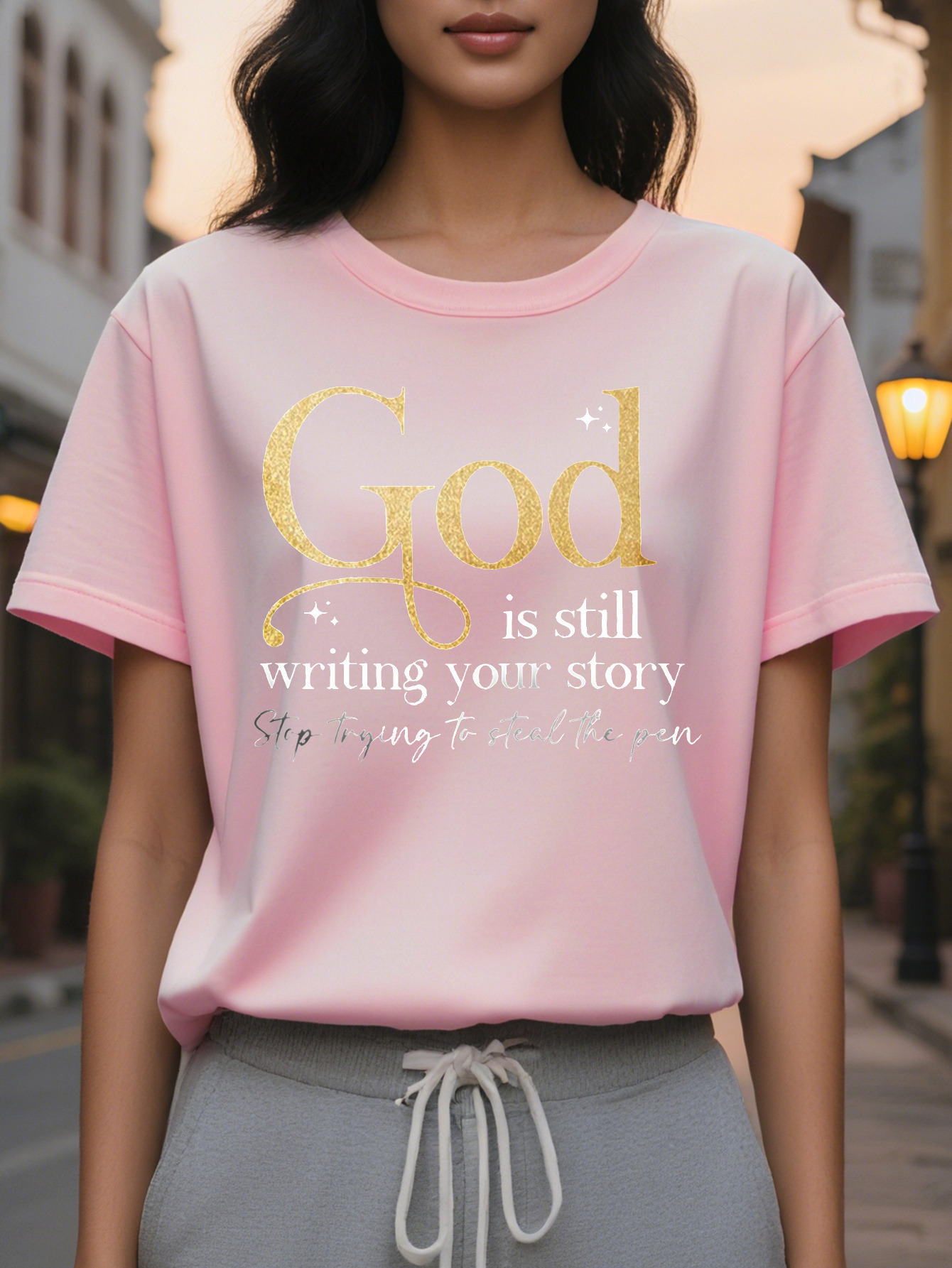 Women's Inspirational Casual Knit Cotton T-Shirt God is Still Waiting for You Story Crew Neck Graphic Tee