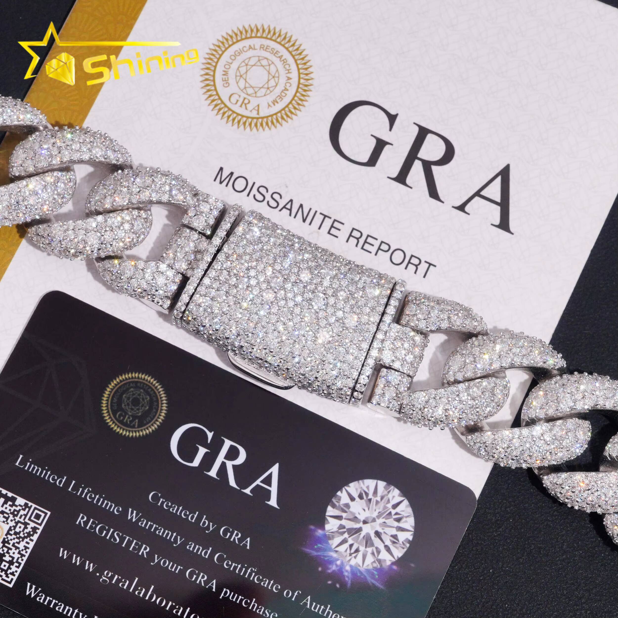 Luxury Big Size 23mm Cuban Link Chain 925 Sterling Silver Moissanite Hip Hop Jewelry Custom Moissanite Chain Cuban for Men