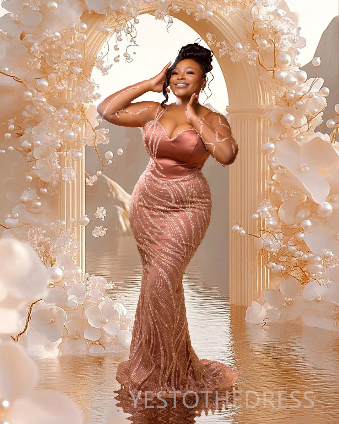 Plus Size Aso Ebi Prom Dress 2025 Evening Dresses Elegant Dresses For Special Occasions V Neck Illusion Beaded Lace Birthday Dress Second Reception Go