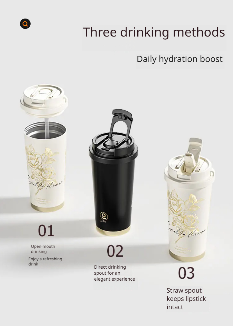 Designer Ceramic Mugs Coating Lined 100% Leakproof Vacuum Insulated Tumbler with Lid and Straw Luxury Iced Tea or Coffee Smoothie Water Bottle
