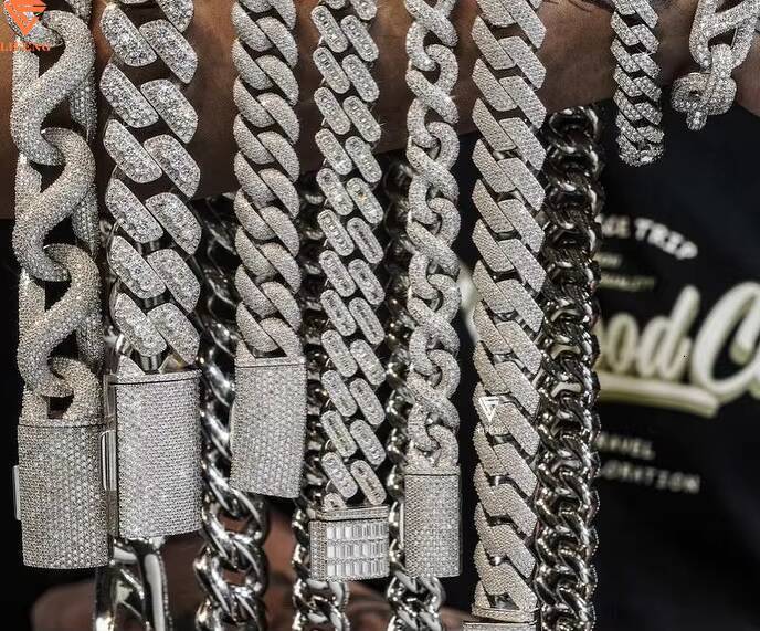 Hip Hop Jewelry 1020mm Bracelet Gold Plated Cuban Link Chain S925 Silver Iced Out VVS Moissanite Diamond Cuban Bracelet