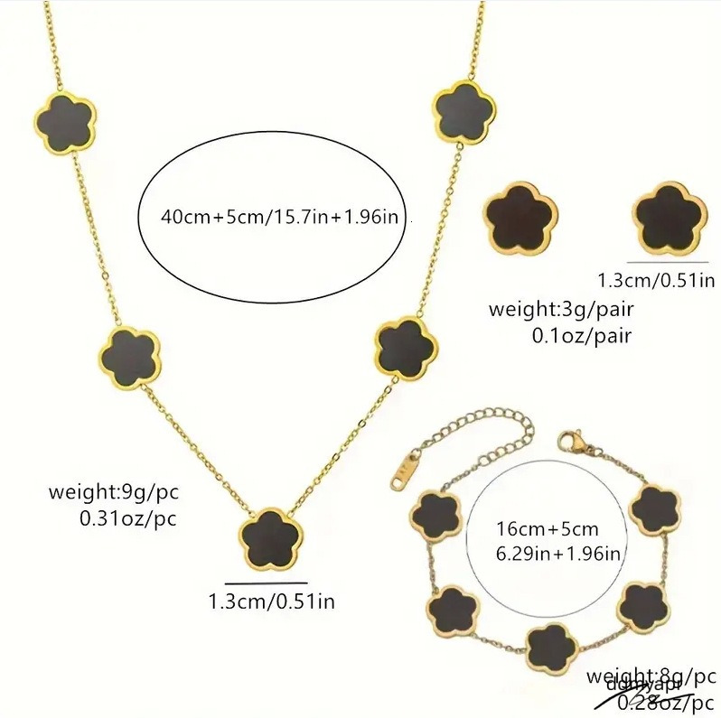 Chic Floral Accents Ddmyday - Complete Matching Bracelet/Necklace With Delicate Five Petal Design Ddmyday