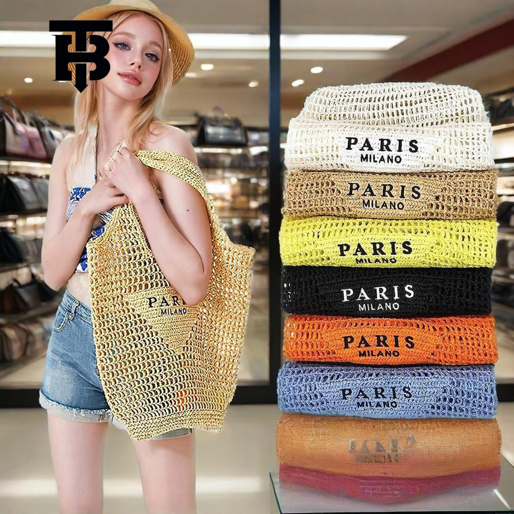 TB BHULAMTE TEMU Hot Selling Handwoven Women's Handbag Letter Embroidery Woven Shoulder Bag Simple Fashion Handheld Designer s bag Straw Bag