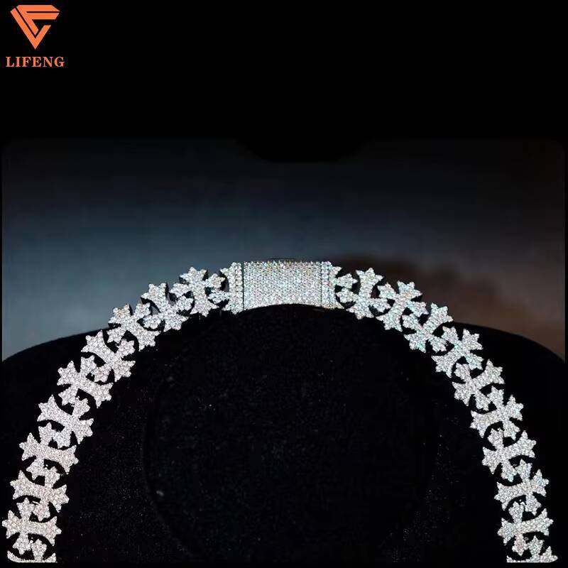 Lifeng Jewelry Miami Custom Necklace Iced Out VVS Moissanite and 925 Sterling Silver Rose Gold Plated Chain Fashion Jewelry