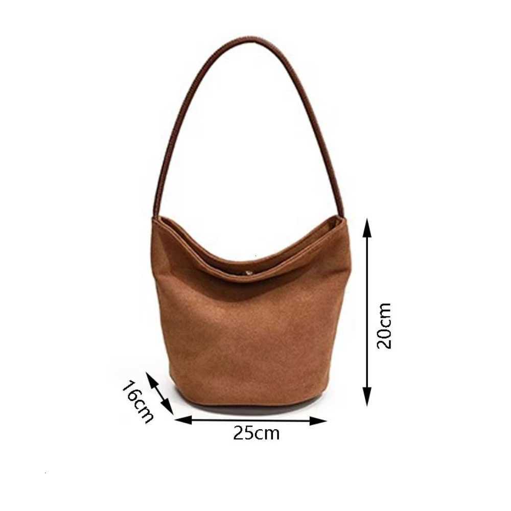 Women Suede Bucket Bag Faux Suede Shoulder Bag Large Capacity Womens Commuting Bags Trendy Solid Color Tote Handbags 2025 Z250903