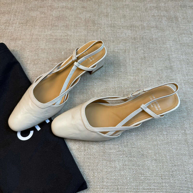 Side Hollow Designer Shoe Sandals Elegant 5cm High Heel Comfortable Spring Summer Round Toe New Leather Shoes