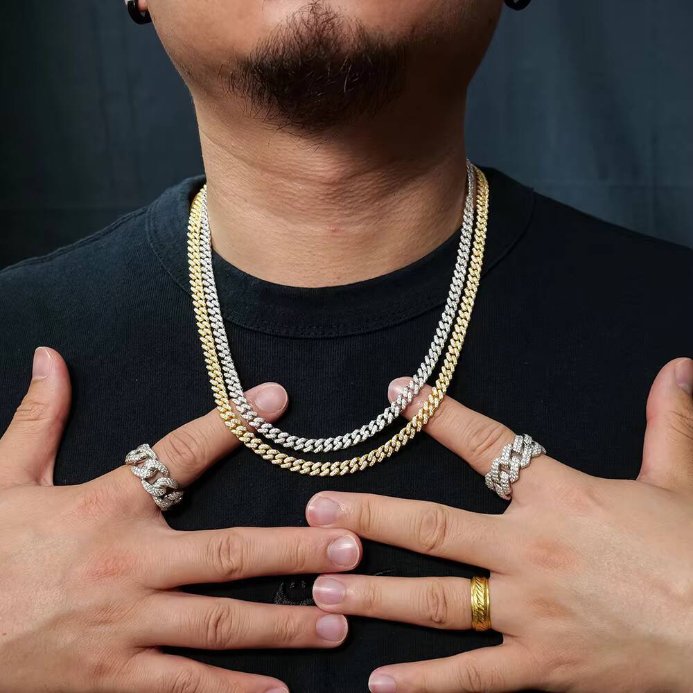 Wholesale 6mm Diamond Tester Cuban Link Chain 925 Sterling Silver Hip Hop Style Iced DVVS Moissanite Necklace