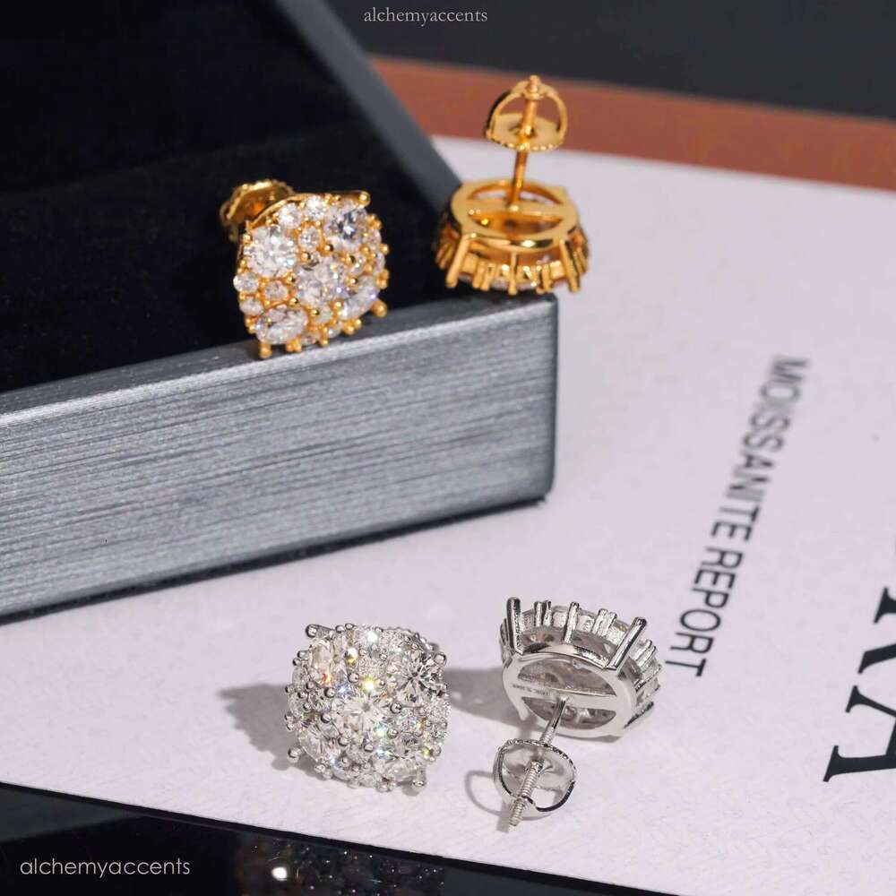 Hot Sale Pass Tester D VVS Moissanite Dia Earrings Screw Back Sier Hip Hop Stud Earring for Men and Women