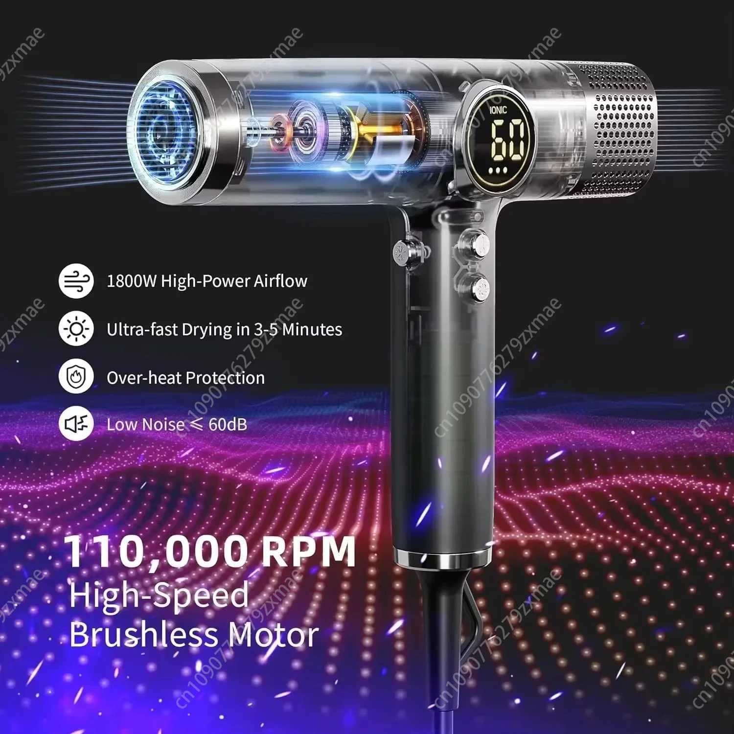 Professional 1800W High Power Brushless Motor Hair Dryer High Speed Negative Ion Hair Culer Iron Styling Tools SalonBarberW250904