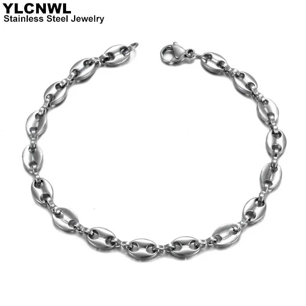 316L Stainless Steel Coffee Bean Chain Bracelet For Men Women Hiphop Hand Unisex Statement Jewelry Wholesale Gift 79 Inch W250904