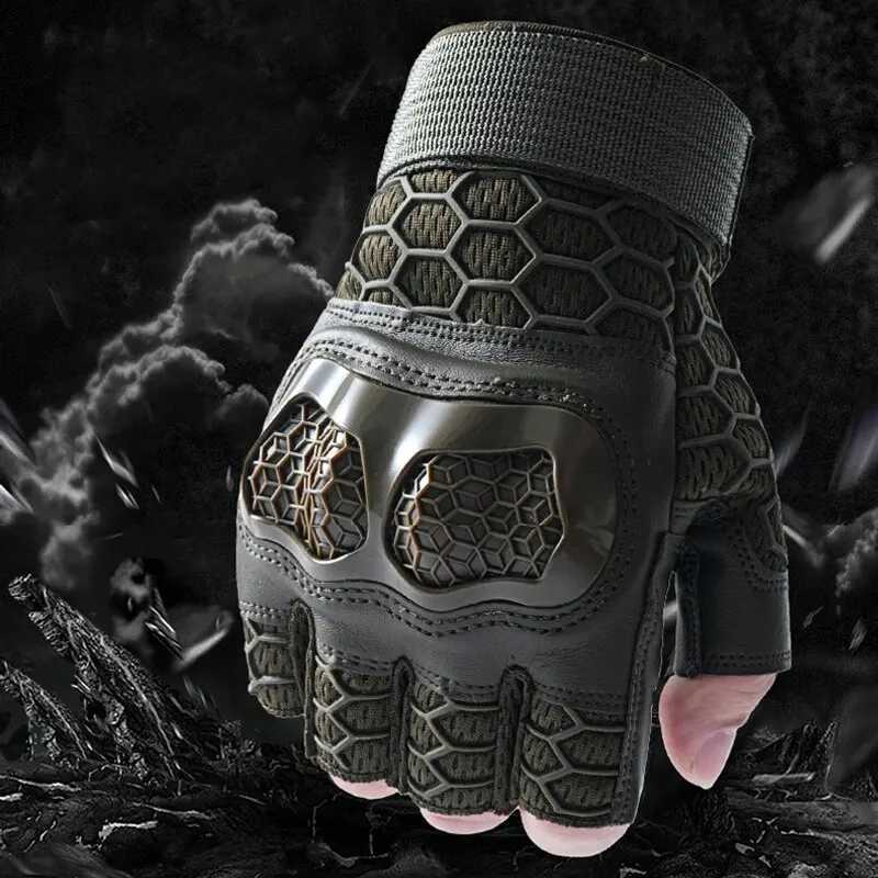 Men Half Finger Tactical Gloves Combat Hunting Hard Shell Protective Fingerss Antiskid Wearresistant Gloearresistant GlovesXJ250904