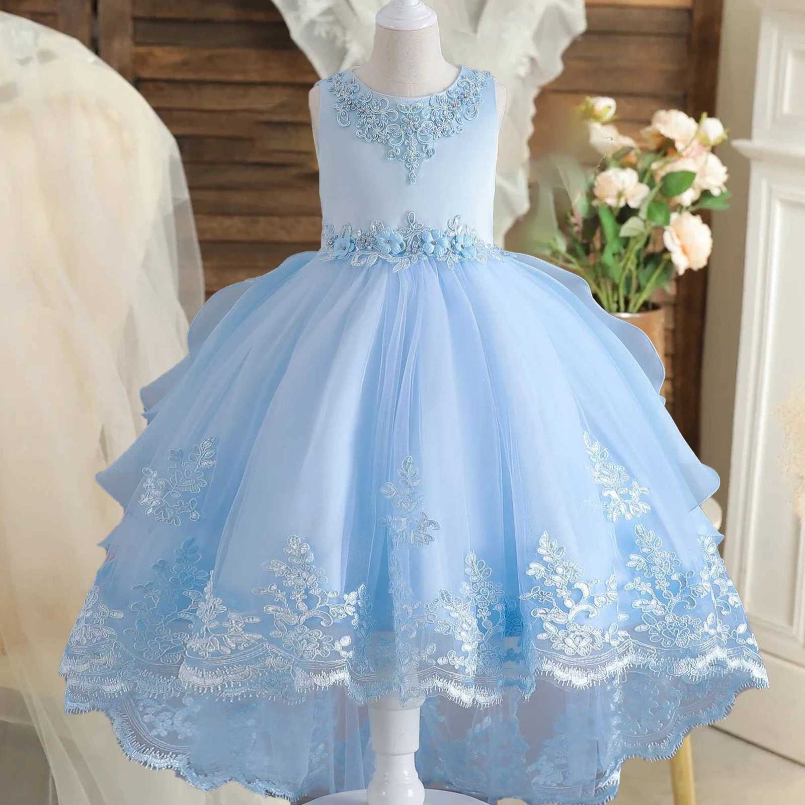 Elegant Flower Bridesmaids Party Girl Dress Summer Tulle Wedding Pageant Princess Prom Dress Girls First Communion Birthday Gown Z250904
