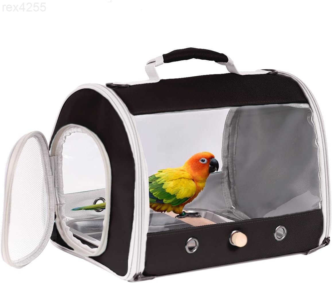 Small Bird Travel Cage Carrier Portable Parrot Parakeet Carrier with Standing Perch and Comfy Mat Budgies Carry Transport Bag for Vet Visit Shopping a