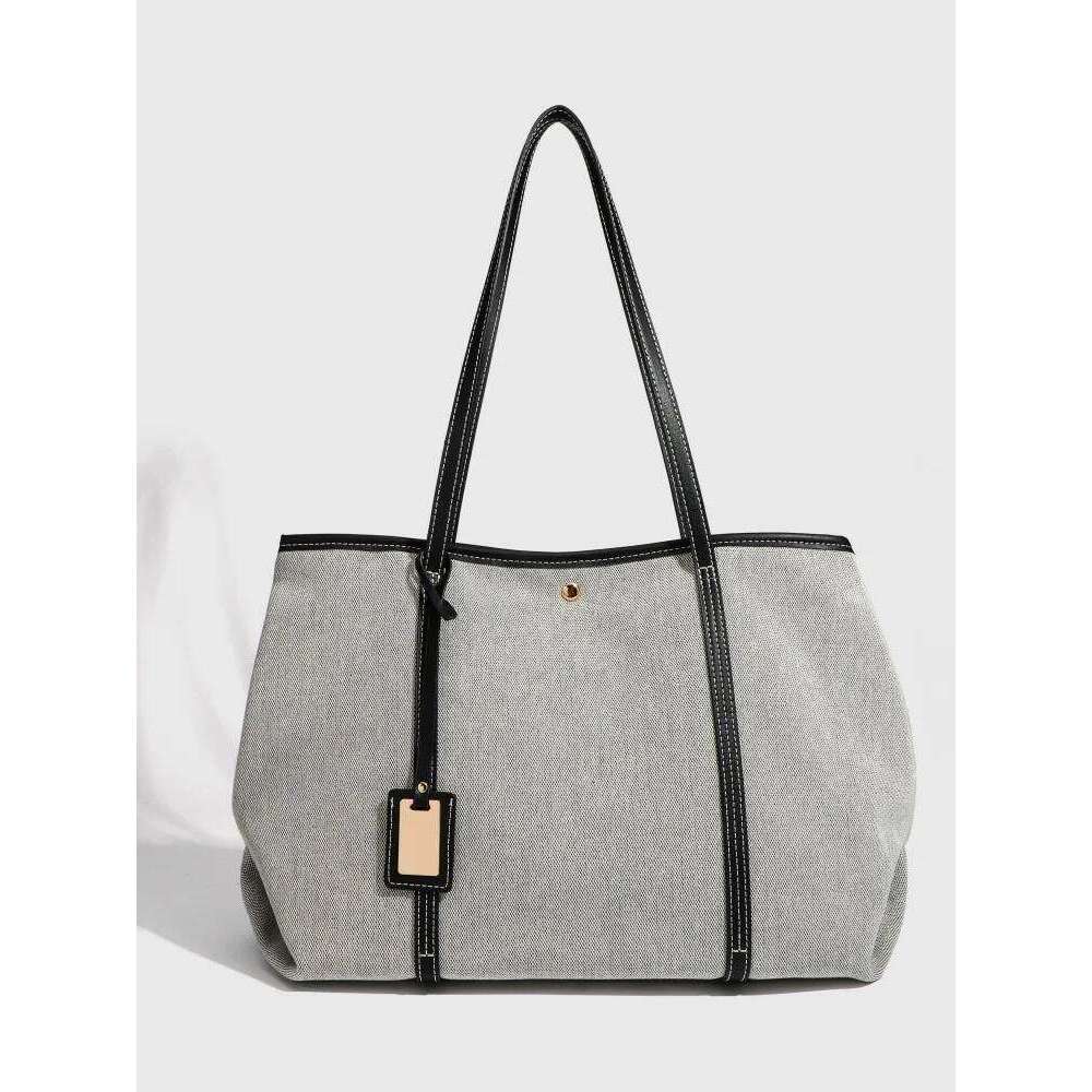 Canvas Leather Handbag Tote For Op And Commuting Women's Casual Single Oulder Bag Pure Color Trend