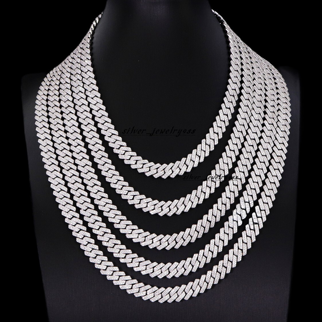 Custom 20mm 925 Sterling Silver Rose Gold Cuban Link Chain for Men Full Iced Hip Hop Diamond Moissanite Fine Necklaces