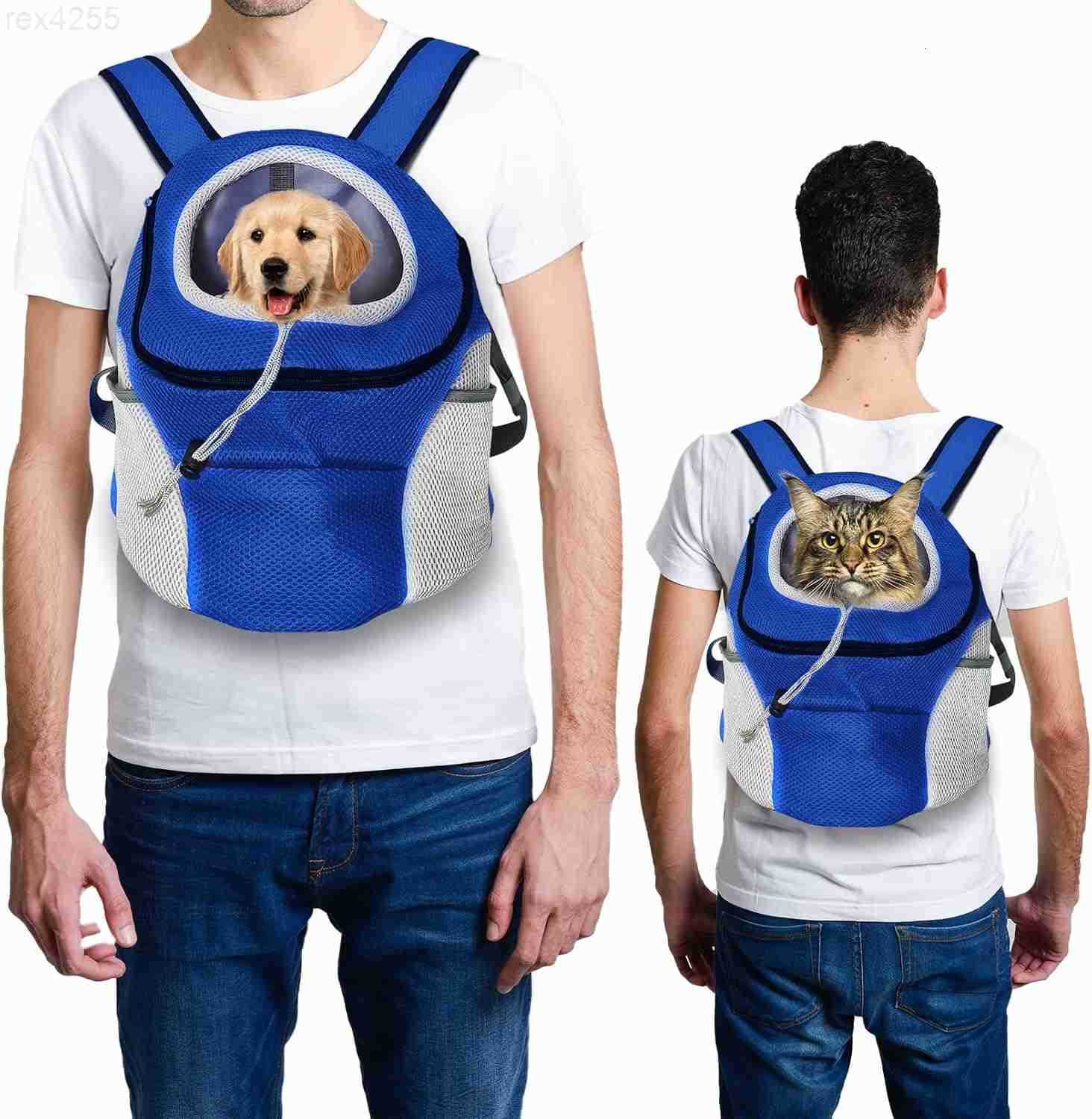 Dog Carrier Backpack Comfortable Doggy Front Backpack Pet Puppy Carrier Travel Pack with Breathable Head Out Design and Padded Shoulder for Walking Bi