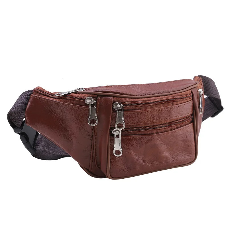 Mens Waist Pack PU Leather Bag Waist Belt Bag Male Artificial Leather Fanny Pack Fashion Small Shoulder Bags for Men 250903