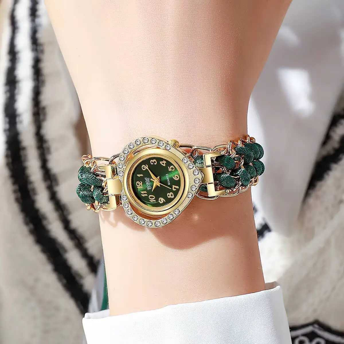 Luxury Rhinestone Dial Wen Quartz Watch Fashion Woven Strap Ladies Wristwatch Reloj MujerWithout Box X250904