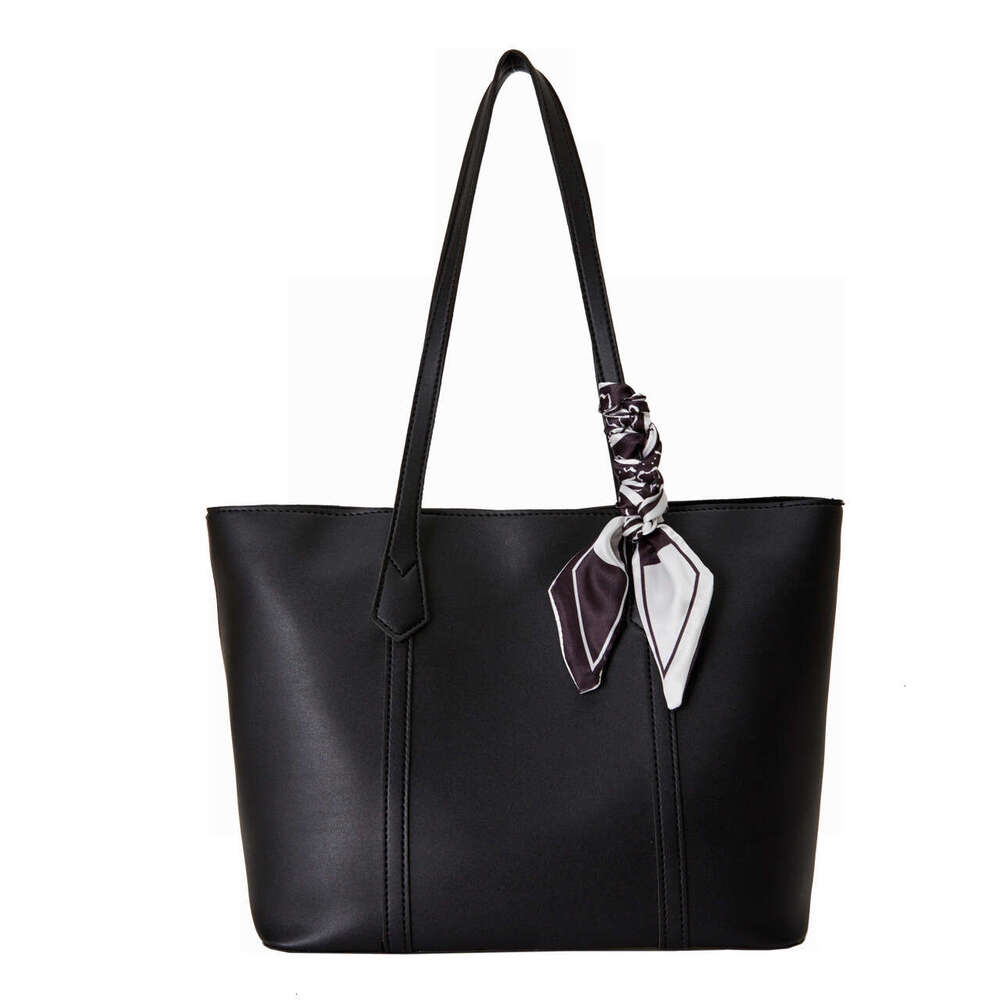 DHEssentials 2025 Summer Women's Large Capacity Tote Bag Urban Minimalist Retro Casual PU Shoulder Underarm Bag for School Commute Coffee Black