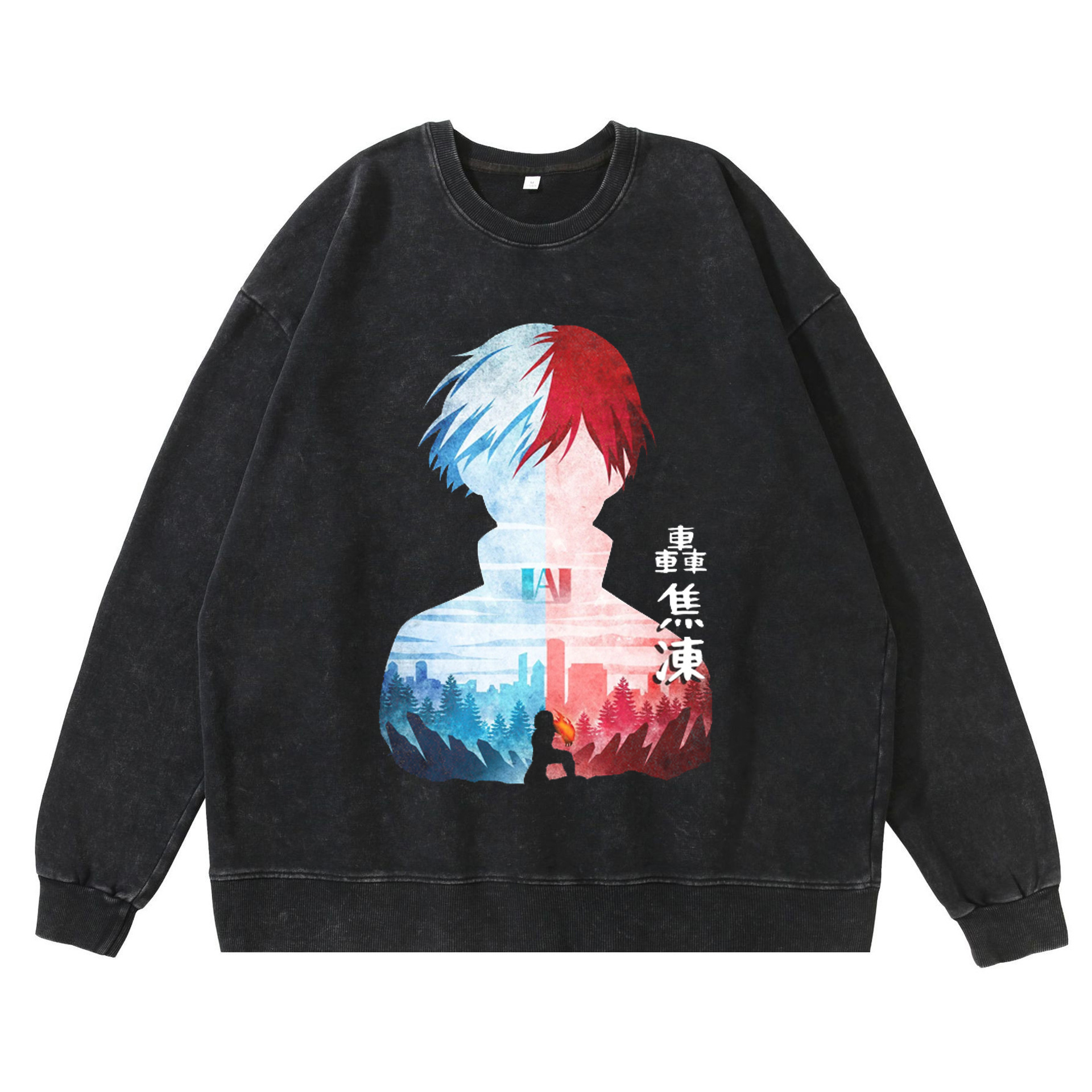 New Washed Vintage Dark-Tone My Hero Academia Anime Print Street Retro Hoodie Streetwear Hoodie - TT8080