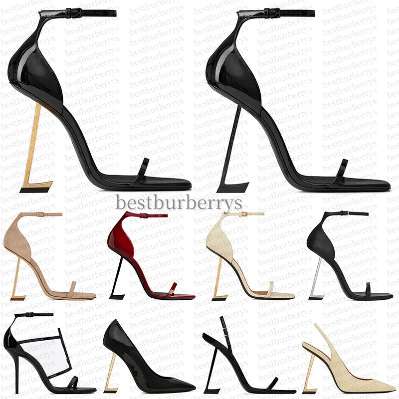 Women Mules Dress Shoes High heels Designer Genuine Leather Pumps Lady Sandals Paris Dress classics Women 10cm 8cm Heels Black Golden Gold wedding shoes