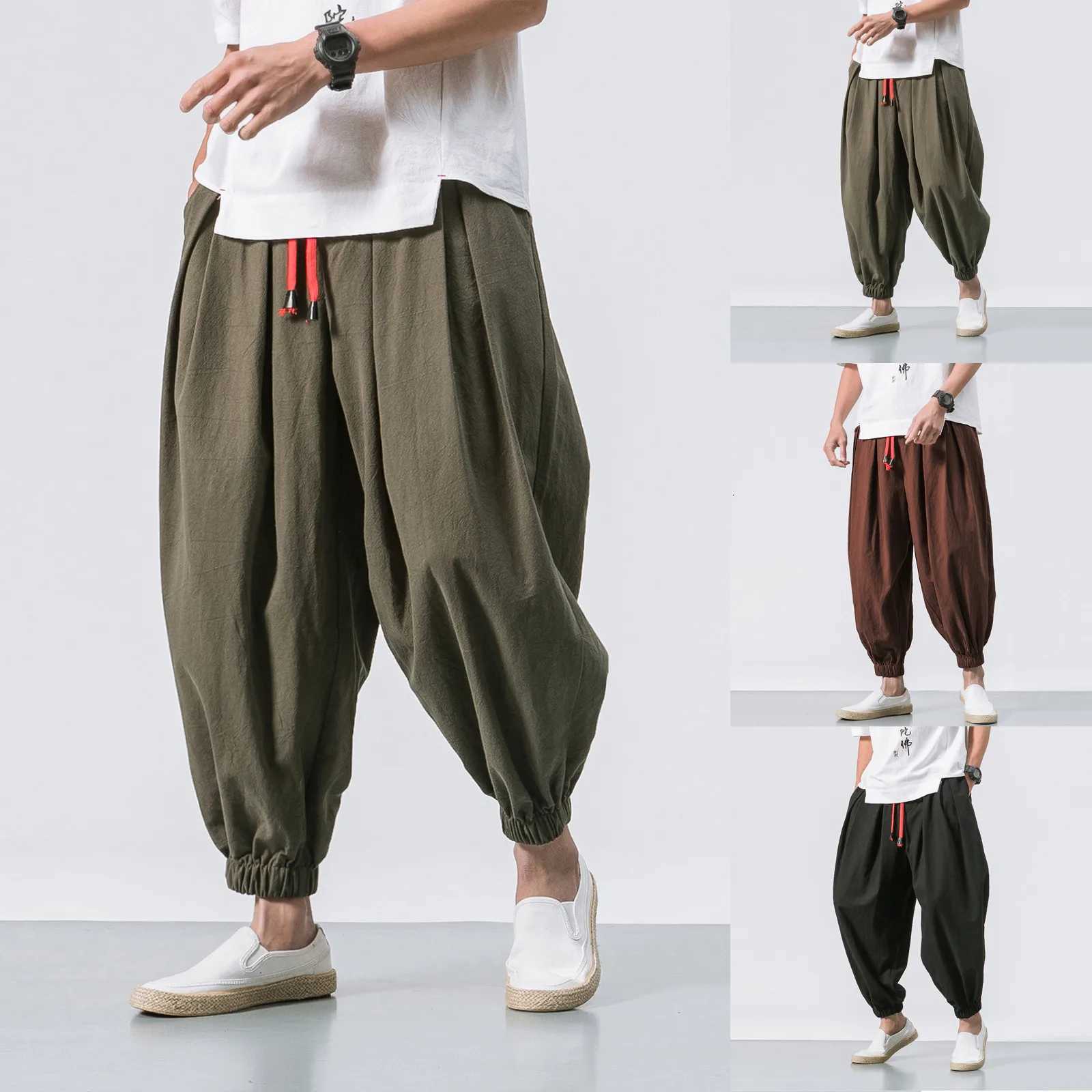 New Oversize Men Loose Harem Pants Autumn Chinese Linen Overweight Sweatpants High Quality Casual Brand Trousers MaleXJ250904