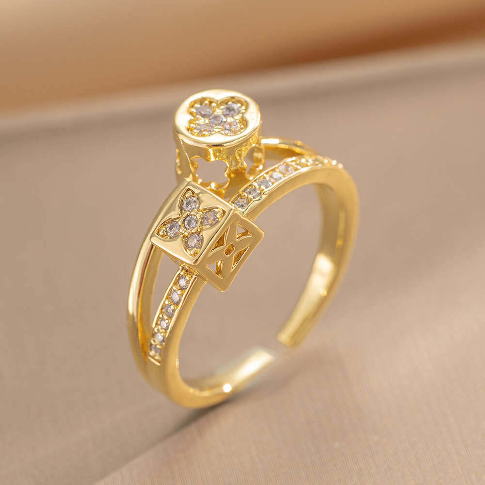 DH collections Korean Dongdaemun - inspired Double - layer Micro - inlaid Cubic Zirconia Ring for Women. This minimalist