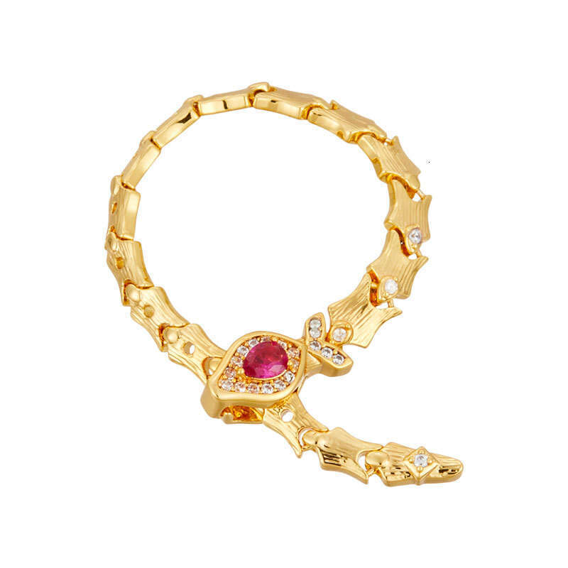 New Snake Bone Joint Buckle Fashionable High-end Rose Red Emerald Adjustable Ring Pendant Dual-use Jewelry