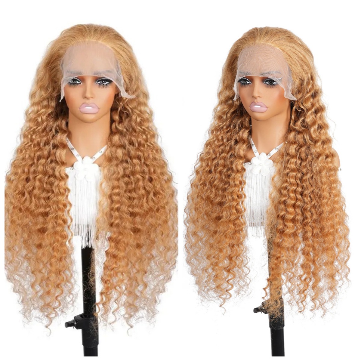 Honey Blonde Wig Deep Wave Lace Frontal Wigs Human Hair 27 Color Blonde Curly 13x6 Hd Lace Front Wig PrePlucked Ready To Wear