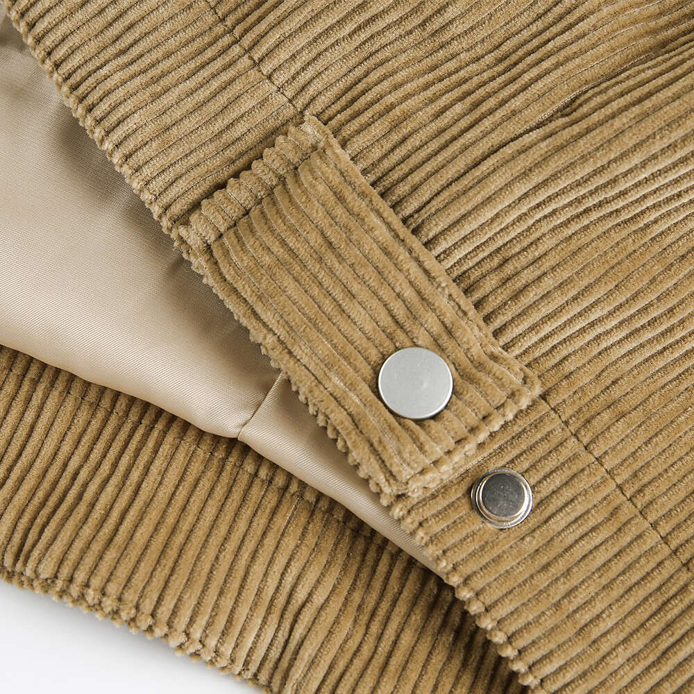 Corduroy Autumn Winter Unisex American Style Trendy Brand Color Block PU Leather Lapel Double Zipper Cardigan Jacket