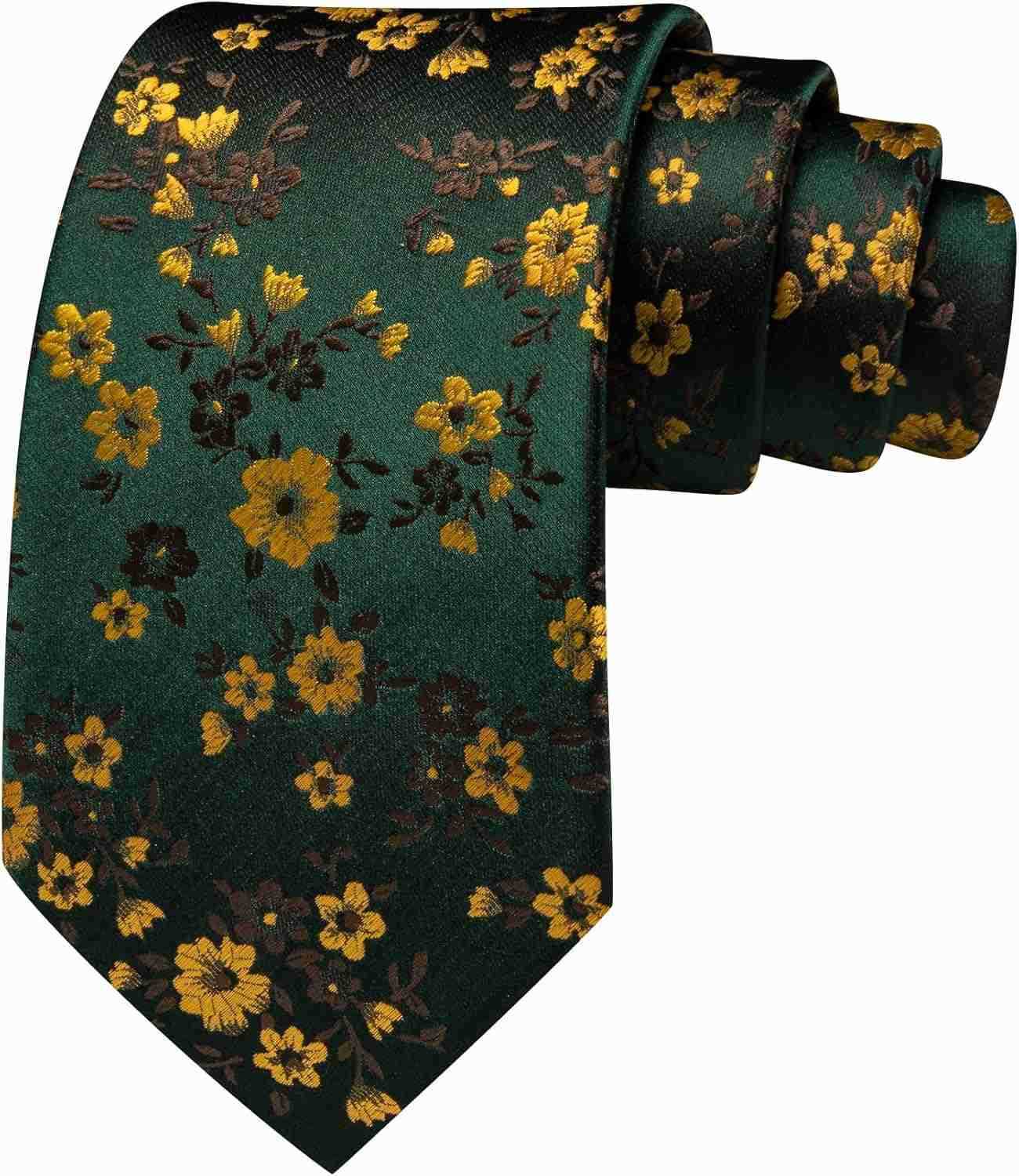 Men Tie Set Floral Paisley Silk Necktie Pocket Square Cufflinks Formal Wedding Party BusinessW250904