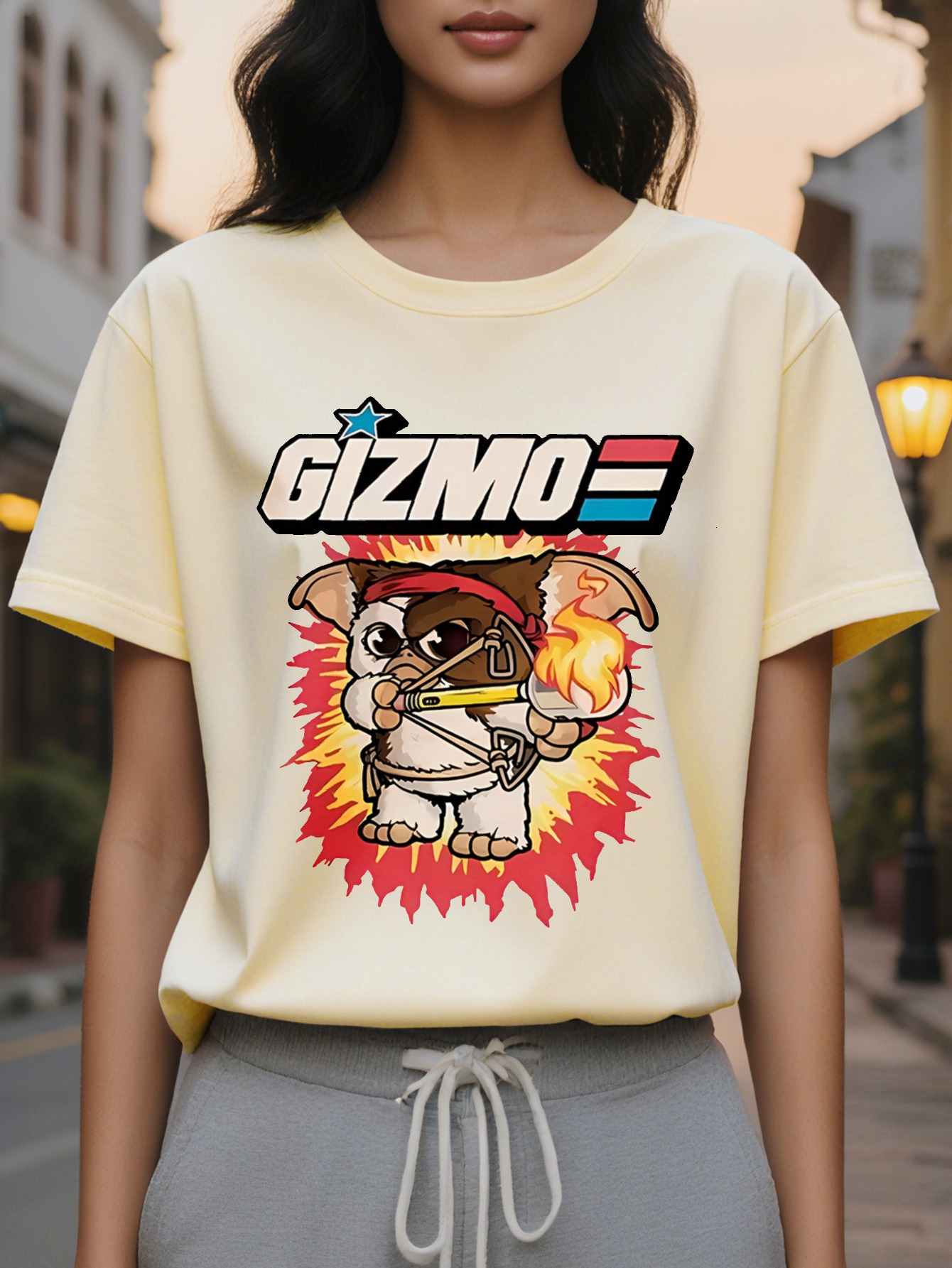 Gizmo Women s Casual Cartoon Dog Pattern Printed Short Sleeve T Shirt Thin Round Neck Loose Spring Summer Top