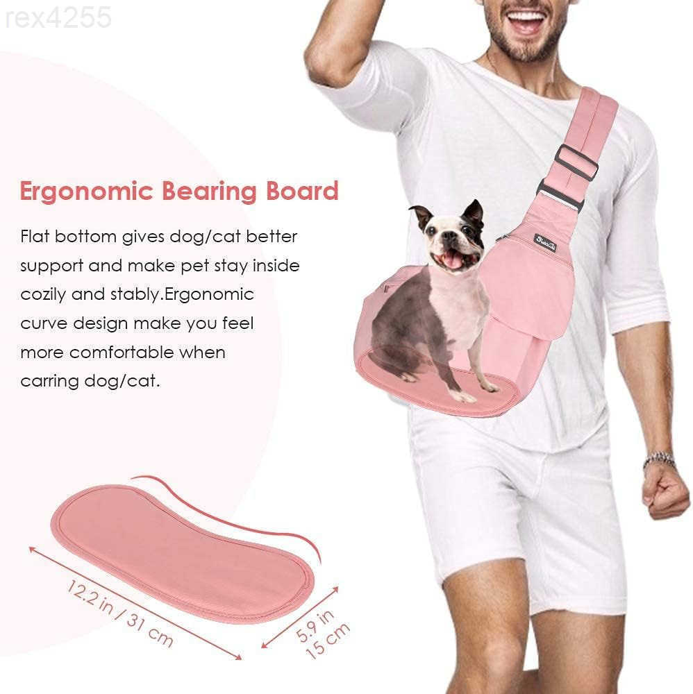 Dog Carrier Sling Hard Bottom Support Dog Carriers for Small Dogs with Adjustable Padded Shoudler Strap Dog Purse for Puppy Cat Pet with Drawstring Op