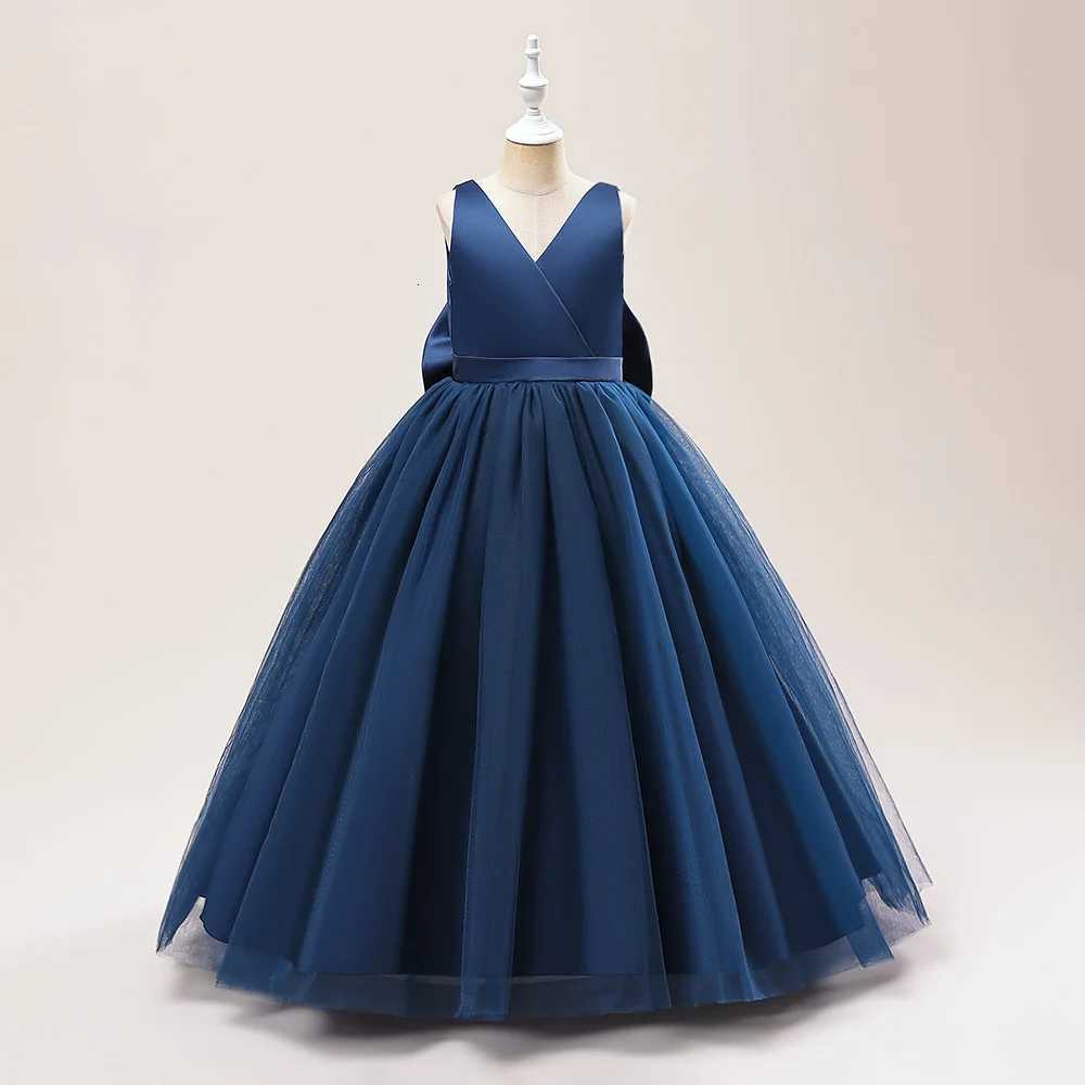 Girl Long White Bridesmaid Dresses For Wedding Prom Gown Big Bow Girls Party Dress Kids First Communion Formal Evening Dresses Z250904