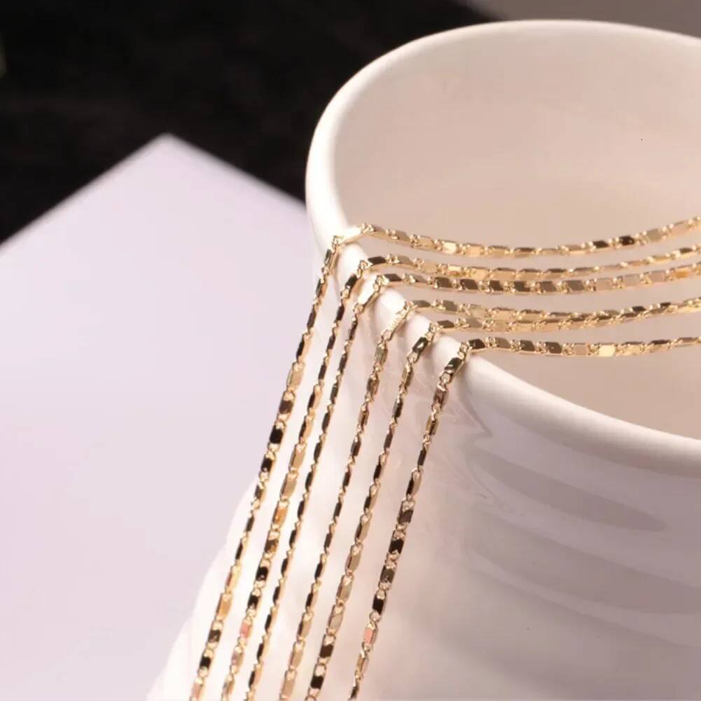 40-75cm Gold Color Charm 2mm Flat Chain Necklaces For Women Men Fashion Party Wedding Jewelry