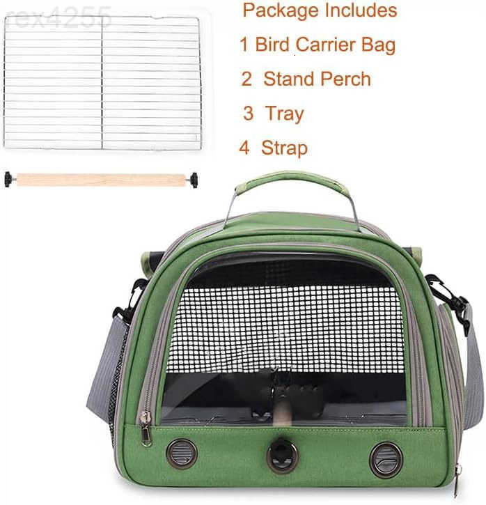 Bird Travel Carrier Portable Small Bird Parrot Parakeet Carrier with Standing Perch and Tray Side Access Window Collapsible Bird Carry Transport Bag f