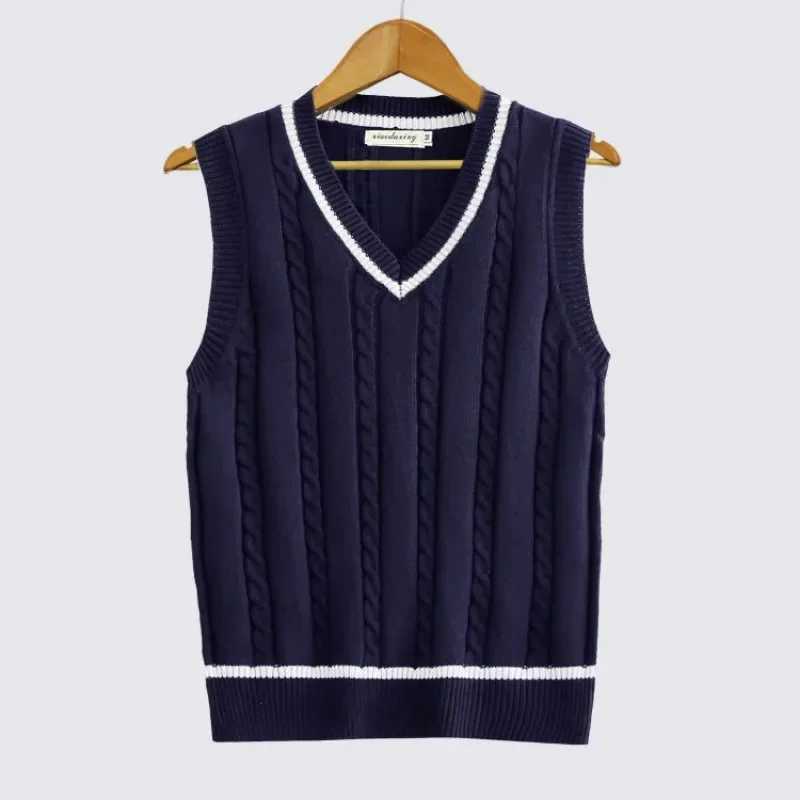 Mens Clothing Sleeveless Knit Sweater Male Vest Striped Red Waistcoat Korean Fashion Winter 2024 Autumn Mode Knitwears Trend AXJ250904