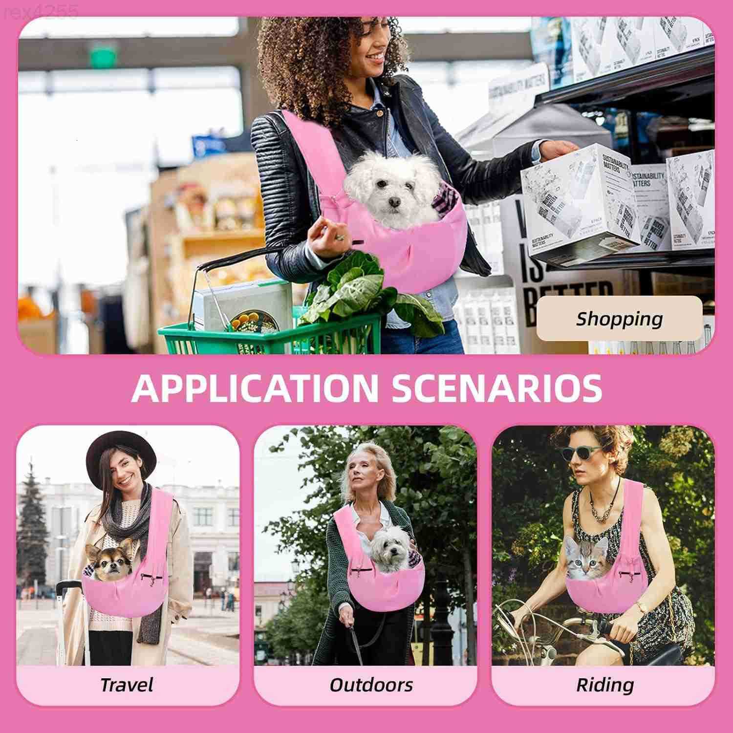 Dog Carrier Sling HandFree Dog Carriers for Small Dogs and Cats Puppy Sling Carrier with Zipper Purse Pocket Travel Safety Harness Puppy Essentials Pi